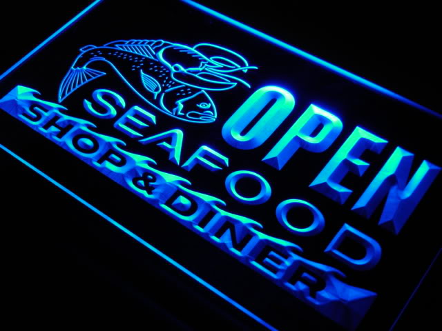 OPEN Seafood Restaurant Diner Neon Light Sign